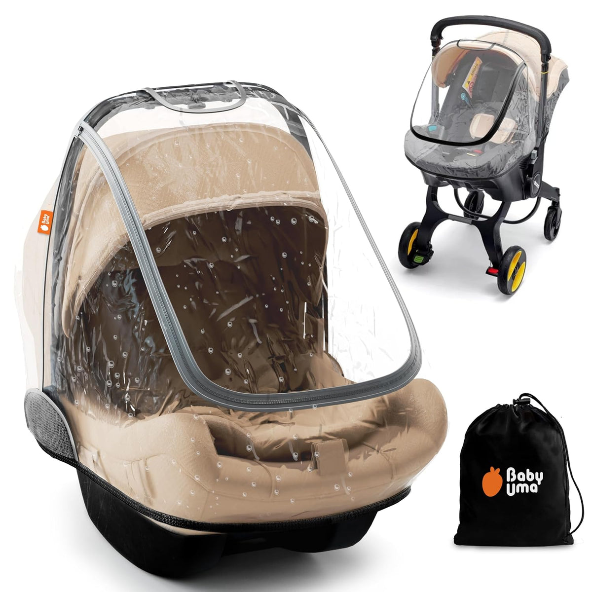 Universal Stroller Rain Cover - 100% Waterproof PEVA Stroller Cover for Rain, Snow & Wind Protection, Stroller Accessories (+ Travel Bag)