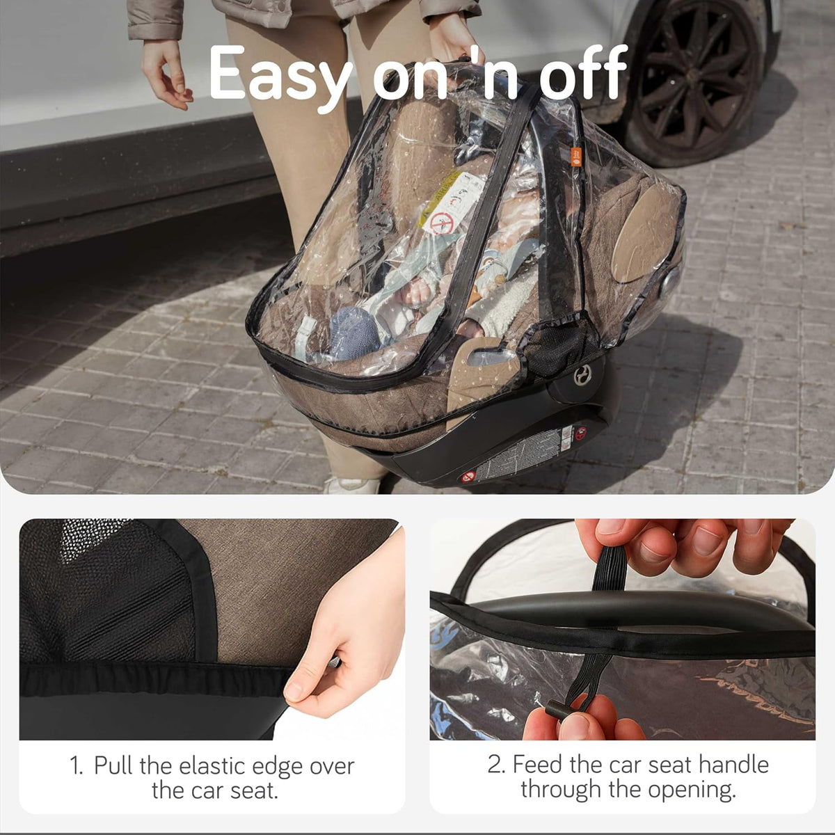 Universal Stroller Rain Cover - 100% Waterproof PEVA Stroller Cover for Rain, Snow & Wind Protection, Stroller Accessories (+ Travel Bag)