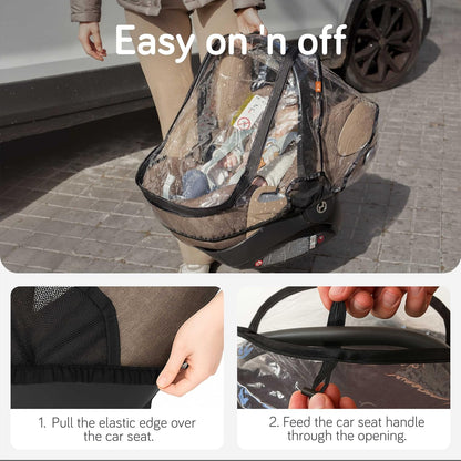 Universal Stroller Rain Cover - 100% Waterproof PEVA Stroller Cover for Rain, Snow & Wind Protection, Stroller Accessories (+ Travel Bag)
