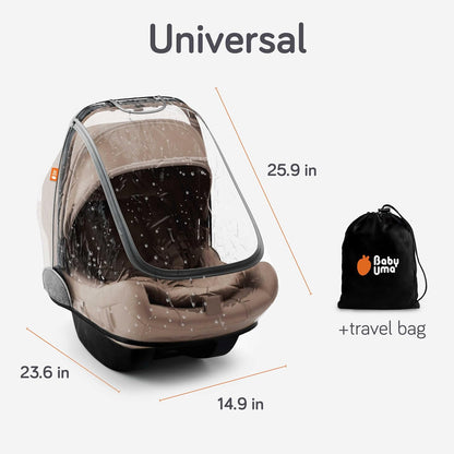 Universal Stroller Rain Cover - 100% Waterproof PEVA Stroller Cover for Rain, Snow & Wind Protection, Stroller Accessories (+ Travel Bag)