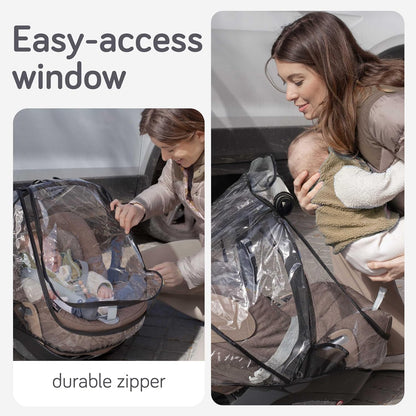 Universal Stroller Rain Cover - 100% Waterproof PEVA Stroller Cover for Rain, Snow & Wind Protection, Stroller Accessories (+ Travel Bag)