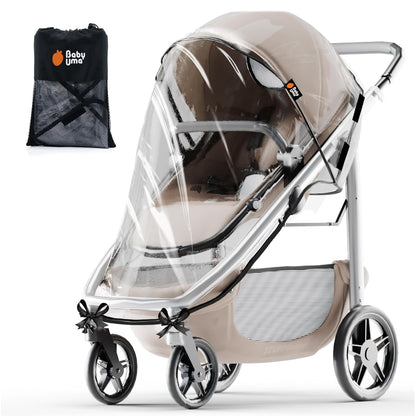 Universal Stroller Rain Cover - 100% Waterproof PEVA Stroller Cover for Rain, Snow & Wind Protection, Stroller Accessories (+ Travel Bag)