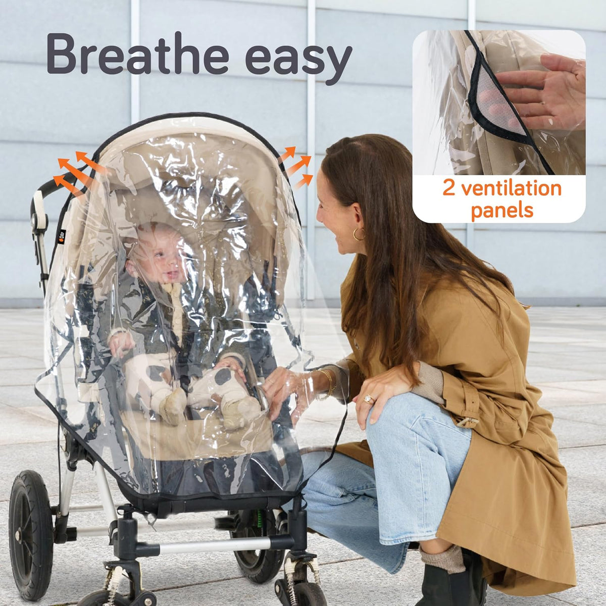 Universal Stroller Rain Cover - 100% Waterproof PEVA Stroller Cover for Rain, Snow & Wind Protection, Stroller Accessories (+ Travel Bag)