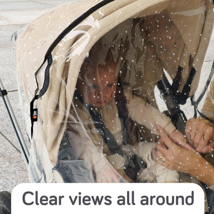Universal Stroller Rain Cover - 100% Waterproof PEVA Stroller Cover for Rain, Snow & Wind Protection, Stroller Accessories (+ Travel Bag)
