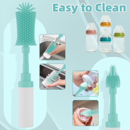 Baby Bottle Brush Kit -Upgraded Silicone Bottle & Nipples Cleaning Brush