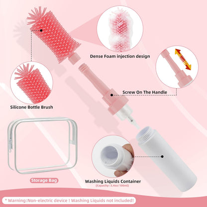 Baby Bottle Brush Kit -Upgraded Silicone Bottle & Nipples Cleaning Brush