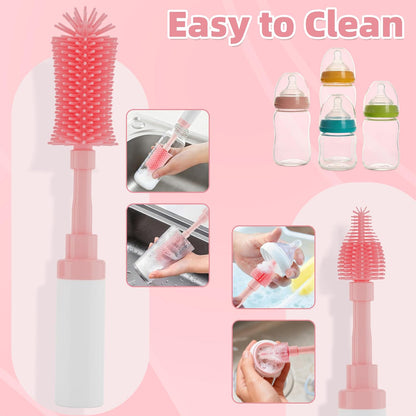 Baby Bottle Brush Kit -Upgraded Silicone Bottle & Nipples Cleaning Brush