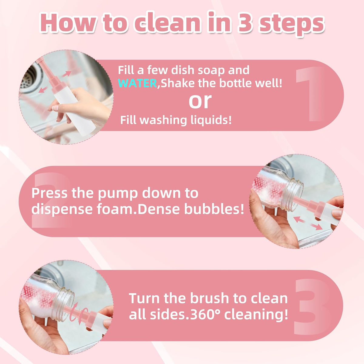 Baby Bottle Brush Kit -Upgraded Silicone Bottle & Nipples Cleaning Brush
