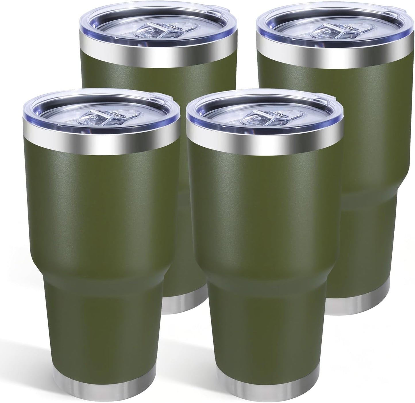 30oz Stainless Steel Tumbler with Lid, Double Wall Vacuum Insulated Powder Coated Travel Mug, Dark Green, 1 Pack