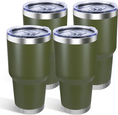 30oz Stainless Steel Tumbler with Lid, Double Wall Vacuum Insulated Powder Coated Travel Mug, Dark Green, 1 Pack