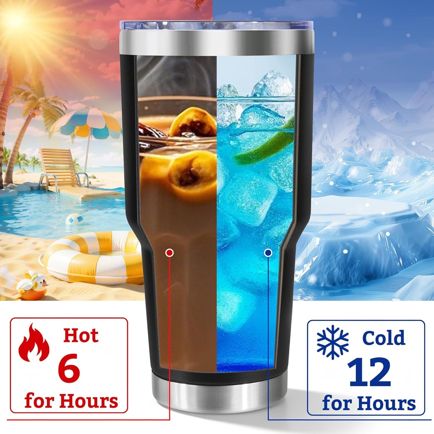 30oz Stainless Steel Tumbler with Lid, Double Wall Vacuum Insulated Powder Coated Travel Mug, Dark Green, 1 Pack