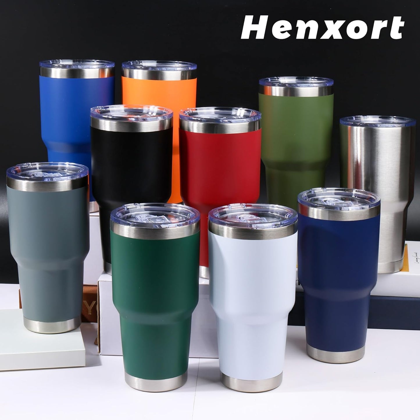 30oz Stainless Steel Tumbler with Lid, Double Wall Vacuum Insulated Powder Coated Travel Mug, Dark Green, 1 Pack