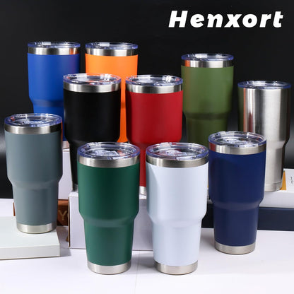 30oz Stainless Steel Tumbler with Lid, Double Wall Vacuum Insulated Powder Coated Travel Mug, Dark Green, 1 Pack