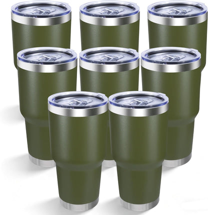 30oz Stainless Steel Tumbler with Lid, Double Wall Vacuum Insulated Powder Coated Travel Mug, Dark Green, 1 Pack