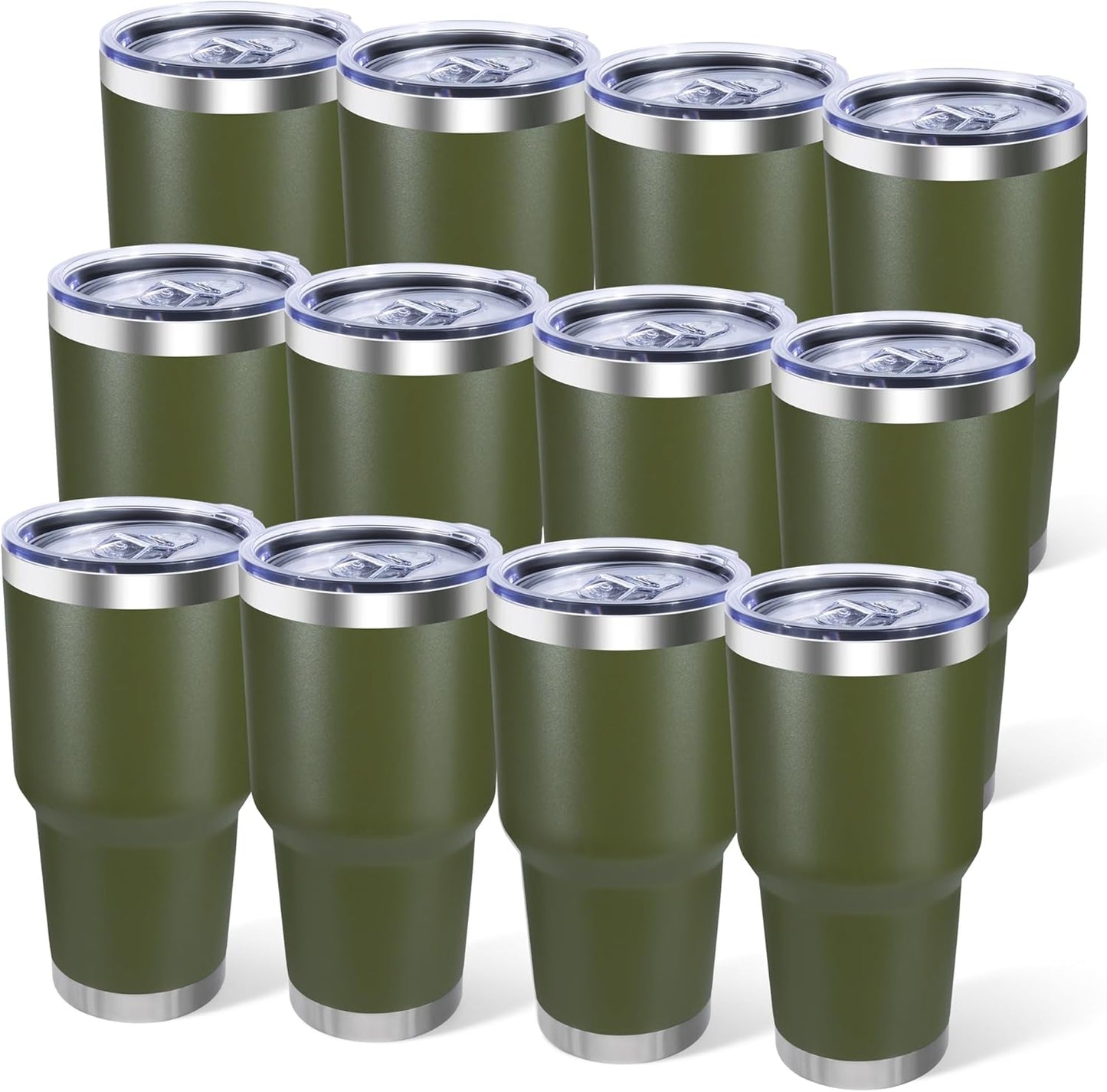 30oz Stainless Steel Tumbler with Lid, Double Wall Vacuum Insulated Powder Coated Travel Mug, Dark Green, 1 Pack