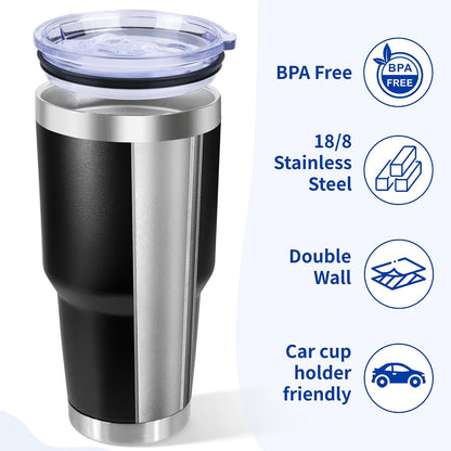 30oz Stainless Steel Tumbler with Lid, Double Wall Vacuum Insulated Powder Coated Travel Mug, Dark Green, 1 Pack