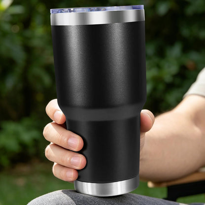 30oz Stainless Steel Tumbler with Lid, Double Wall Vacuum Insulated Powder Coated Travel Mug, Dark Green, 1 Pack