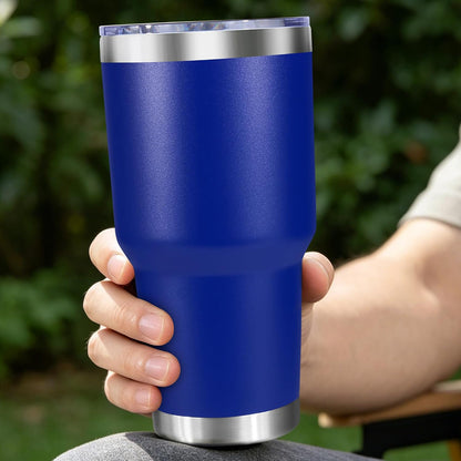 30oz Stainless Steel Tumbler with Lid, Double Wall Vacuum Insulated Powder Coated Travel Mug, Dark Green, 1 Pack