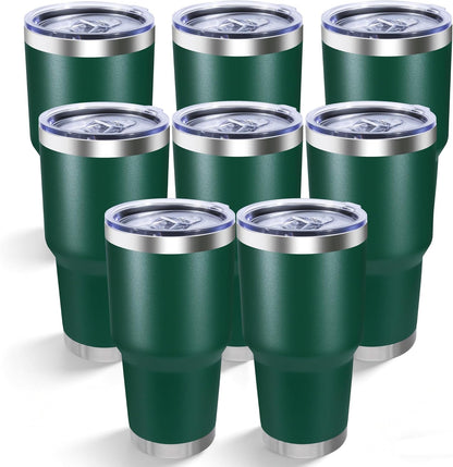 30oz Stainless Steel Tumbler with Lid, Double Wall Vacuum Insulated Powder Coated Travel Mug, Dark Green, 1 Pack