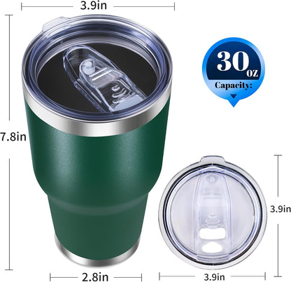 30oz Stainless Steel Tumbler with Lid, Double Wall Vacuum Insulated Powder Coated Travel Mug, Dark Green, 1 Pack