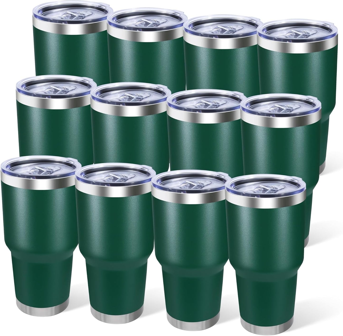 30oz Stainless Steel Tumbler with Lid, Double Wall Vacuum Insulated Powder Coated Travel Mug, Dark Green, 1 Pack