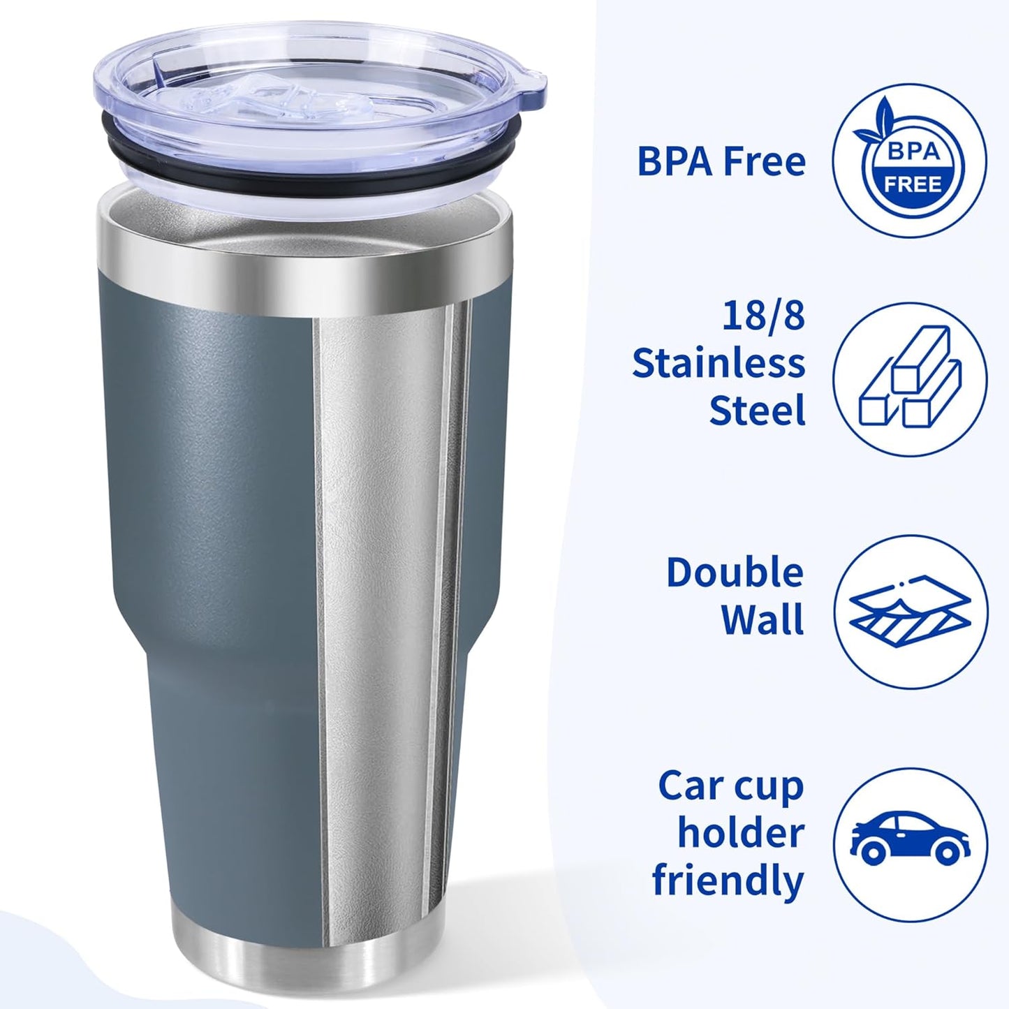 30oz Stainless Steel Tumbler with Lid, Double Wall Vacuum Insulated Powder Coated Travel Mug, Dark Green, 1 Pack