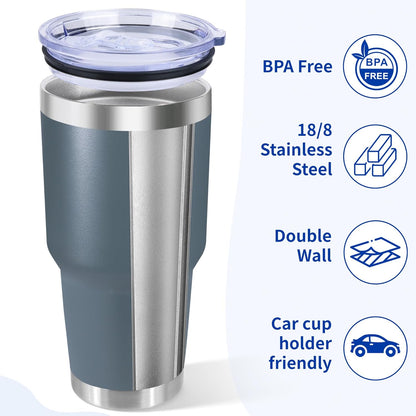 30oz Stainless Steel Tumbler with Lid, Double Wall Vacuum Insulated Powder Coated Travel Mug, Dark Green, 1 Pack