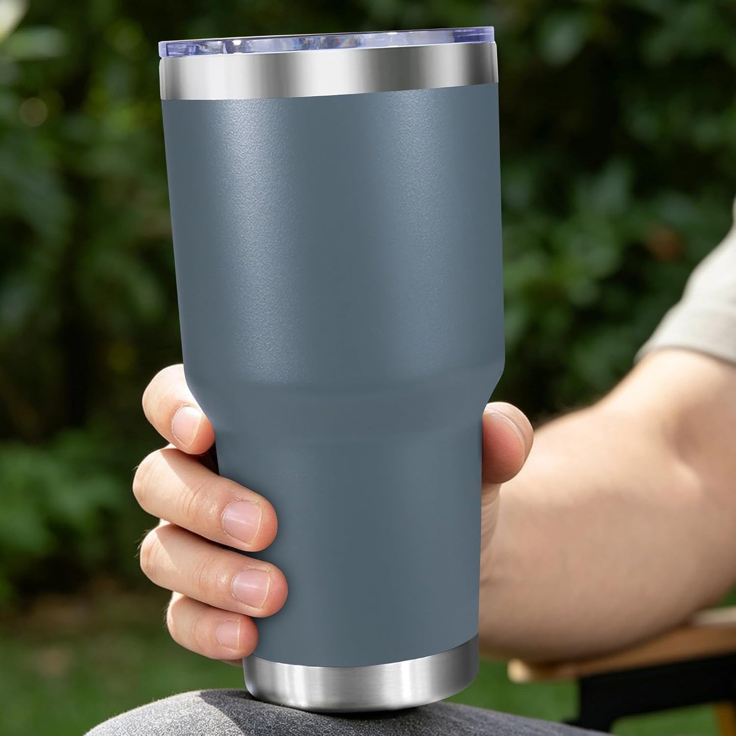 30oz Stainless Steel Tumbler with Lid, Double Wall Vacuum Insulated Powder Coated Travel Mug, Dark Green, 1 Pack