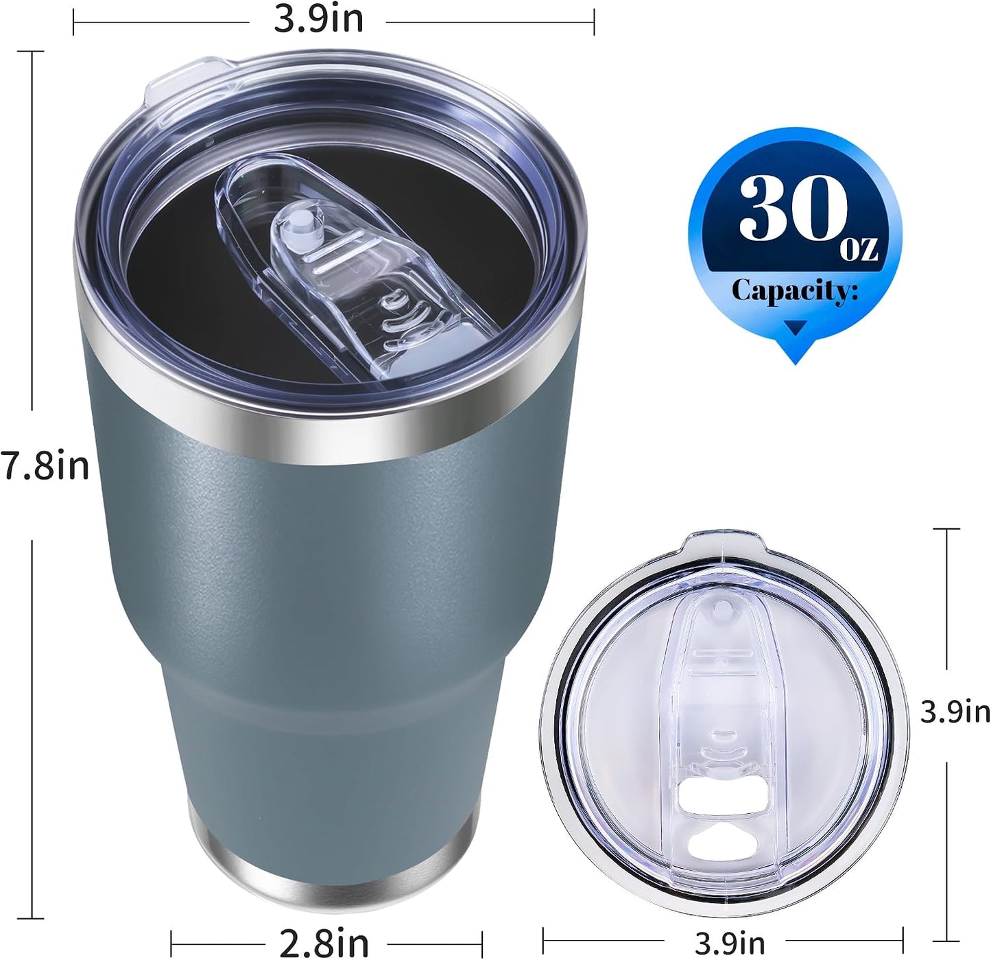 30oz Stainless Steel Tumbler with Lid, Double Wall Vacuum Insulated Powder Coated Travel Mug, Dark Green, 1 Pack