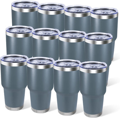 30oz Stainless Steel Tumbler with Lid, Double Wall Vacuum Insulated Powder Coated Travel Mug, Dark Green, 1 Pack