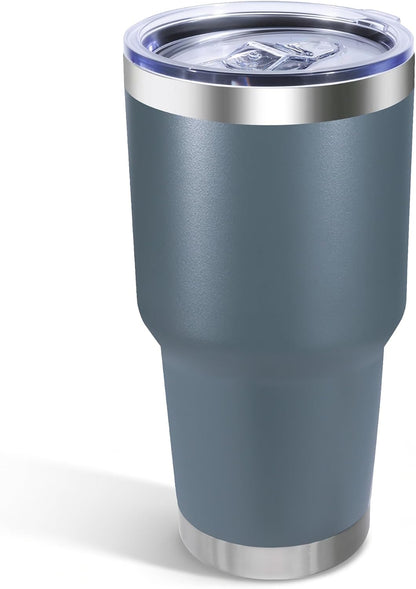 30oz Stainless Steel Tumbler with Lid, Double Wall Vacuum Insulated Powder Coated Travel Mug, Dark Green, 1 Pack