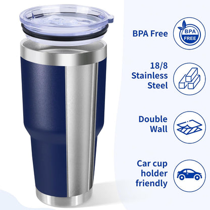 30oz Stainless Steel Tumbler with Lid, Double Wall Vacuum Insulated Powder Coated Travel Mug, Dark Green, 1 Pack