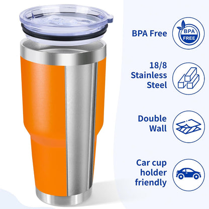 30oz Stainless Steel Tumbler with Lid, Double Wall Vacuum Insulated Powder Coated Travel Mug, Dark Green, 1 Pack