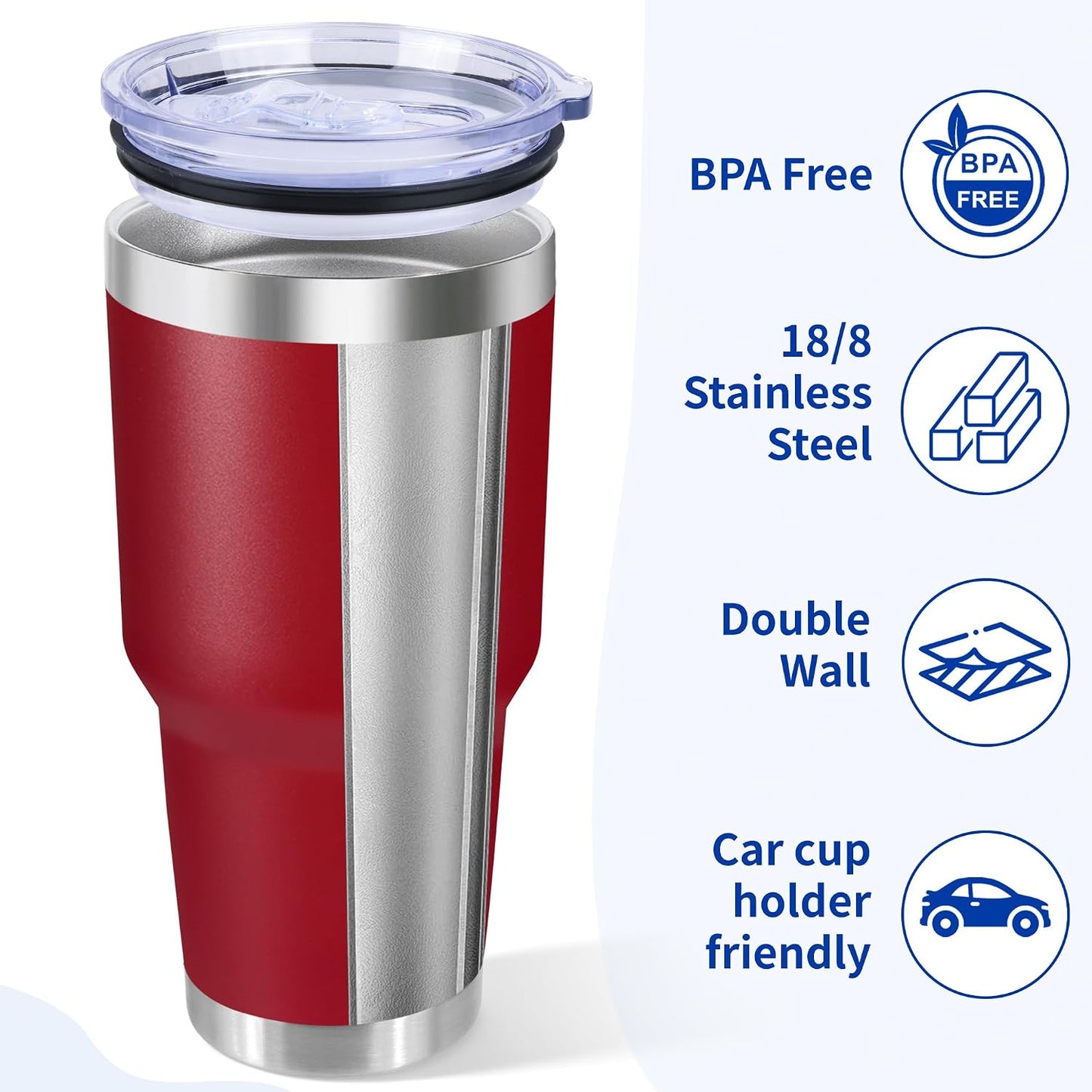 30oz Stainless Steel Tumbler with Lid, Double Wall Vacuum Insulated Powder Coated Travel Mug, Dark Green, 1 Pack