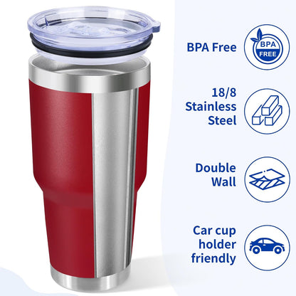 30oz Stainless Steel Tumbler with Lid, Double Wall Vacuum Insulated Powder Coated Travel Mug, Dark Green, 1 Pack