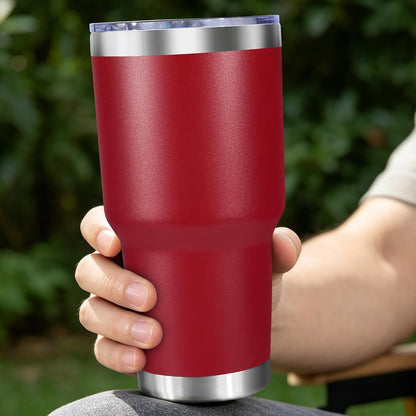 30oz Stainless Steel Tumbler with Lid, Double Wall Vacuum Insulated Powder Coated Travel Mug, Dark Green, 1 Pack