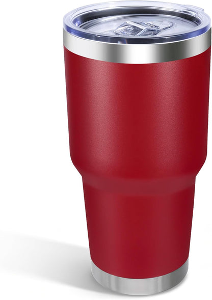 30oz Stainless Steel Tumbler with Lid, Double Wall Vacuum Insulated Powder Coated Travel Mug, Dark Green, 1 Pack