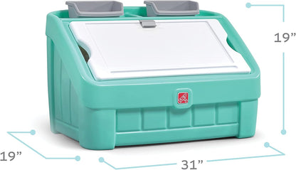 2-in-1 Toy Box & Art Lid, Kids Toy Storage Bin & Organizer, Easel & Chest in One, Made of Durable Plastic, For Toddlers 2+ Years Old, Gray