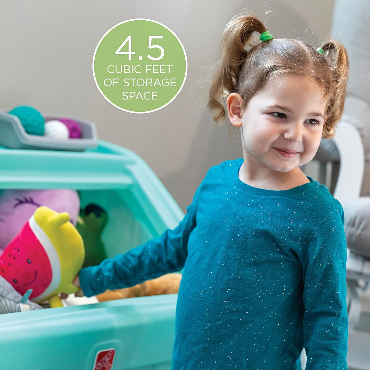 2-in-1 Toy Box & Art Lid, Kids Toy Storage Bin & Organizer, Easel & Chest in One, Made of Durable Plastic, For Toddlers 2+ Years Old, Gray