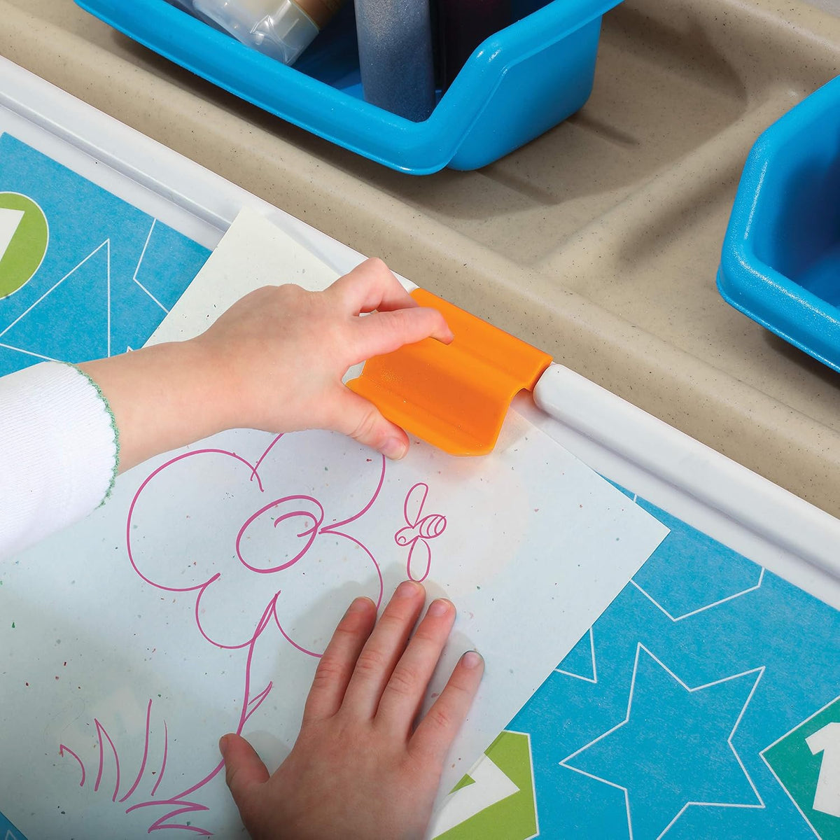 2-in-1 Toy Box & Art Lid, Kids Toy Storage Bin & Organizer, Easel & Chest in One, Made of Durable Plastic, For Toddlers 2+ Years Old, Gray