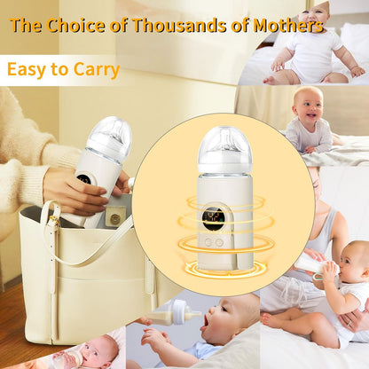 Upgrade Portable Bottle Warmer for Travel, 6 Temp with Smart Temperature Control & Night Light Display, Fast Warming, Long-Lasting Warming up to 5-8H, Comfortable Baby Feeding On The Go (10000mAh)