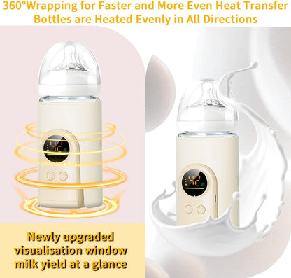 Upgrade Portable Bottle Warmer for Travel, 6 Temp with Smart Temperature Control & Night Light Display, Fast Warming, Long-Lasting Warming up to 5-8H, Comfortable Baby Feeding On The Go (10000mAh)