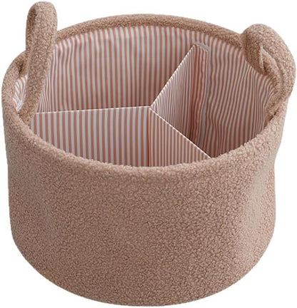 Baby Diaper Caddy Organizer - Stylish Round Shape Nursery Storage Basket for Diapers and Baby Wipes, Diaper Stacker Car Organizer, newborn nursery Gift (Rectangle Grey)