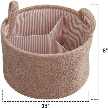 Baby Diaper Caddy Organizer - Stylish Round Shape Nursery Storage Basket for Diapers and Baby Wipes, Diaper Stacker Car Organizer, newborn nursery Gift (Rectangle Grey)