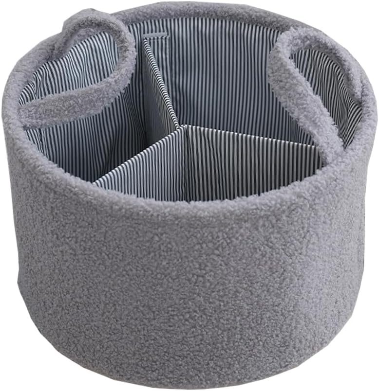 Baby Diaper Caddy Organizer - Stylish Round Shape Nursery Storage Basket for Diapers and Baby Wipes, Diaper Stacker Car Organizer, newborn nursery Gift (Rectangle Grey)