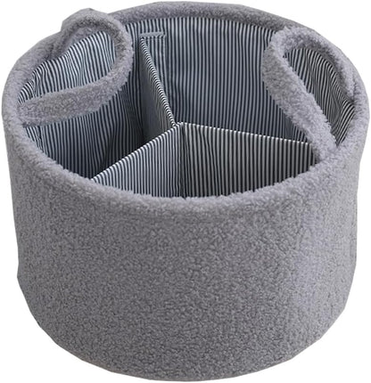 Baby Diaper Caddy Organizer - Stylish Round Shape Nursery Storage Basket for Diapers and Baby Wipes, Diaper Stacker Car Organizer, newborn nursery Gift (Rectangle Grey)