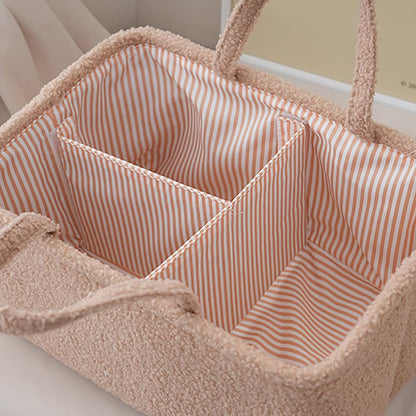 Baby Diaper Caddy Organizer - Stylish Round Shape Nursery Storage Basket for Diapers and Baby Wipes, Diaper Stacker Car Organizer, newborn nursery Gift (Rectangle Grey)