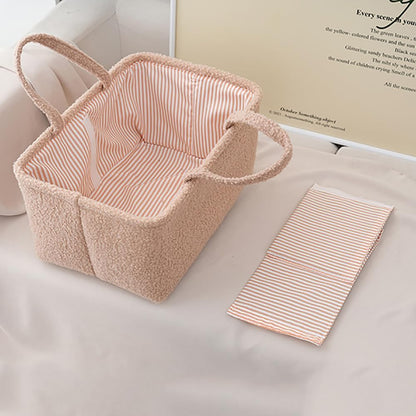 Baby Diaper Caddy Organizer - Stylish Round Shape Nursery Storage Basket for Diapers and Baby Wipes, Diaper Stacker Car Organizer, newborn nursery Gift (Rectangle Grey)