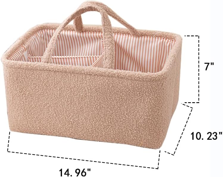 Baby Diaper Caddy Organizer - Stylish Round Shape Nursery Storage Basket for Diapers and Baby Wipes, Diaper Stacker Car Organizer, newborn nursery Gift (Rectangle Grey)