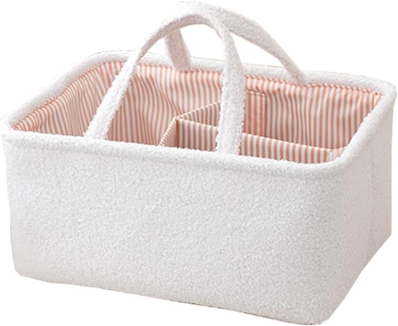 Baby Diaper Caddy Organizer - Stylish Round Shape Nursery Storage Basket for Diapers and Baby Wipes, Diaper Stacker Car Organizer, newborn nursery Gift (Rectangle Grey)